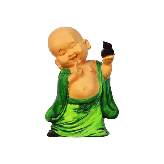 Standing Monk Statue for Home and Balcony Decoration (Green)