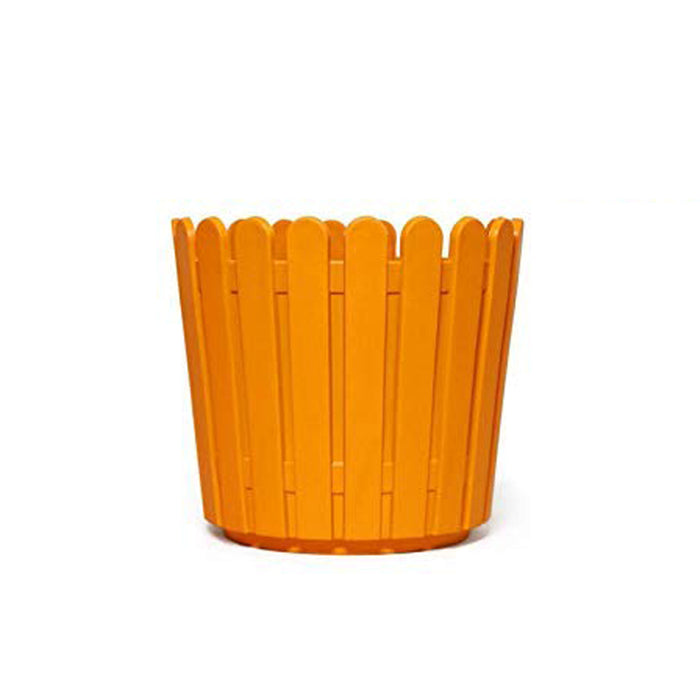 8 inches Plastic Round Fence Garden pots for Outdoor (Set of 5) (Orange)