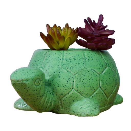 Ceramic Turtle Pot for Home and Balcony Decoration (Green) - Wonderland Garden Arts and Craft