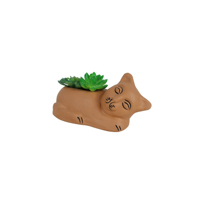 Terracotta Cat Pot for Small Plants & Succulents