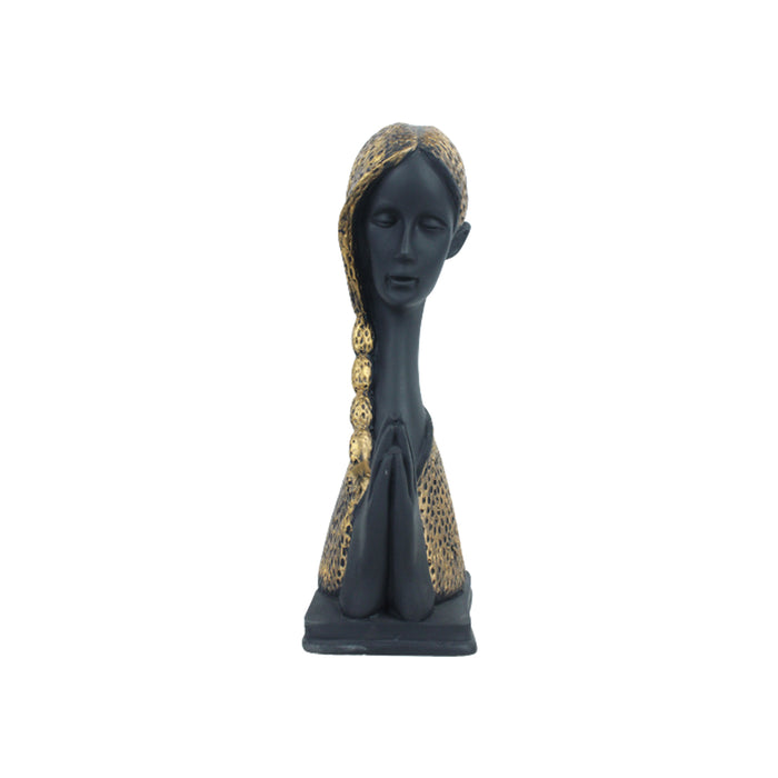 Namaste Girl Statue for home and Golden Decoration