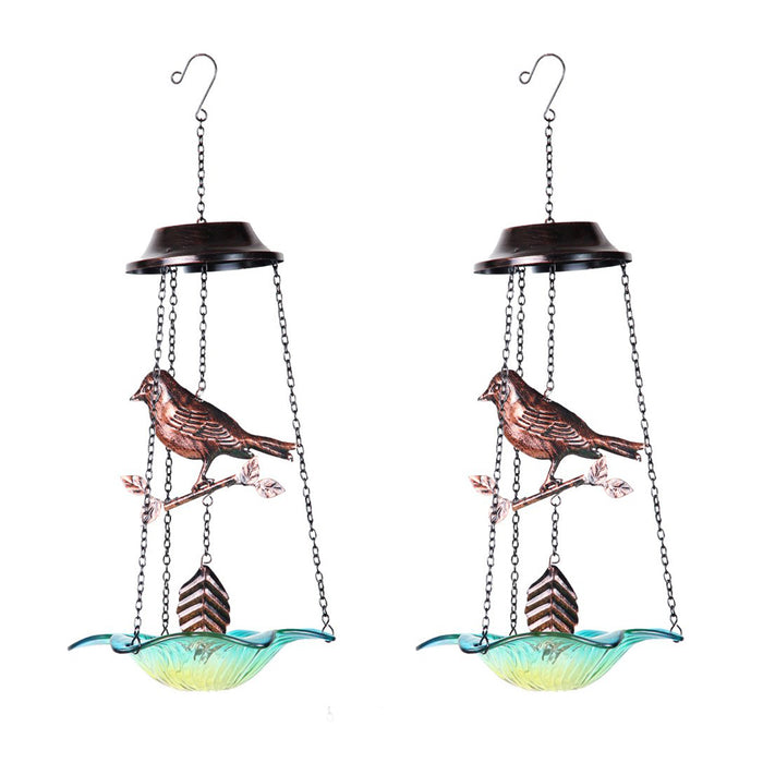 (Set of 2) Hanging Bronze Metal Bird Chime