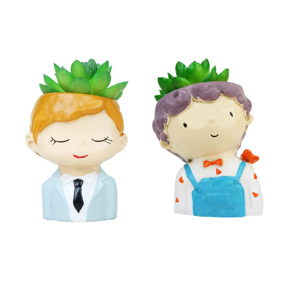 (Set of 2) Boy Succulent Pot for Home and Balcony Decoration