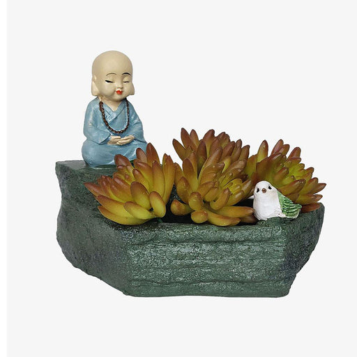Monk Succulent Pot for Home and Balcony Decoration (White) - Wonderland Garden Arts and Craft