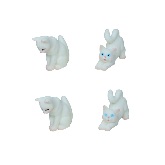 Miniature Toys : (Set of 4) White kitty for Fairy Garden Accessories