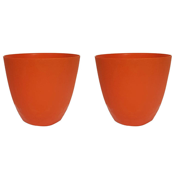 Designer Flora plastic pots for Outdoor (Set of 2) (Orange)