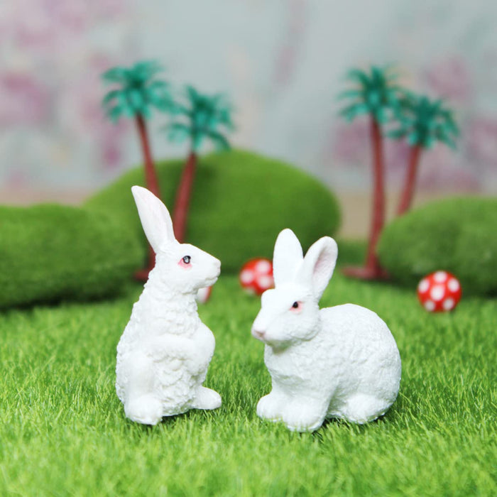 Plastic 2 Pc/Set Bunny Set Garden/Bonsai Miniature for Landscape Decoration, Plants Showpiece (Tray Gardening, Miniature Toys, Multicolour)