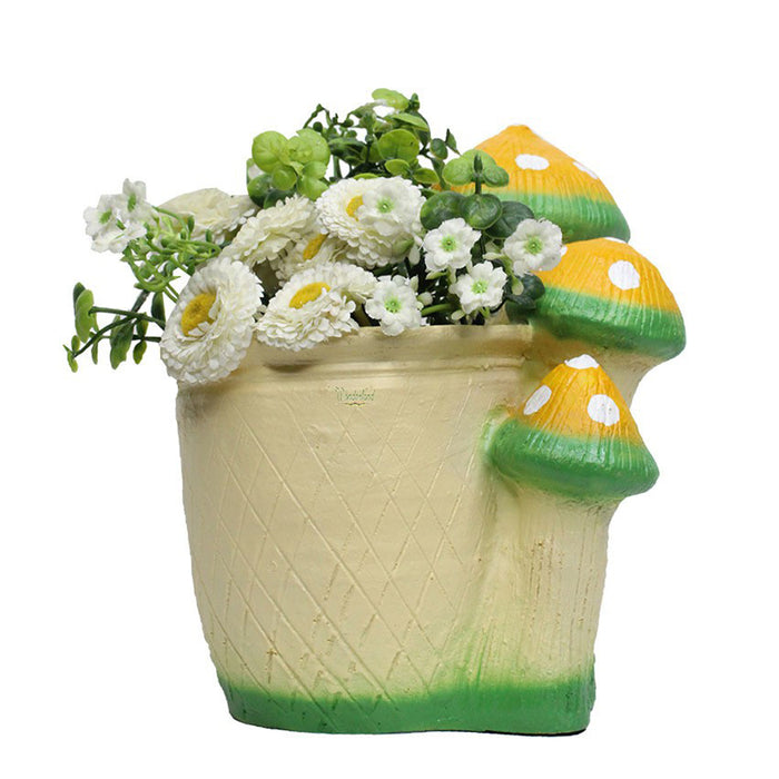 Mushroom Pot ( Pots and planters Ideal fo Small Plants and Succulents ) (Yellow) - Wonderland Garden Arts and Craft