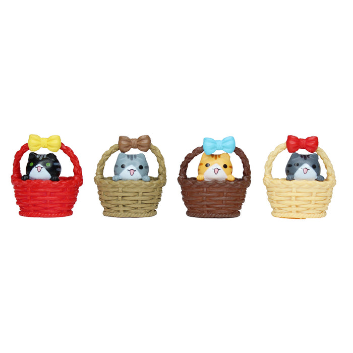 Miniature Toys - Set of 4 Big Kitty in basket  ( Fairy garden accessories)