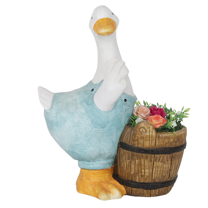 Set of Two : Blue & Pink Duck Planter for Garden Decoration