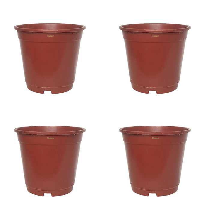 6 inch Set of 4 Small plastic pots for Outdoors ( Plastic Pots for Home Plants) (Teracotta)
