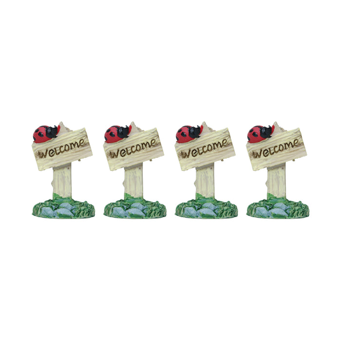 Miniature Toys : (Set of 4) Ladybug on Sign Board