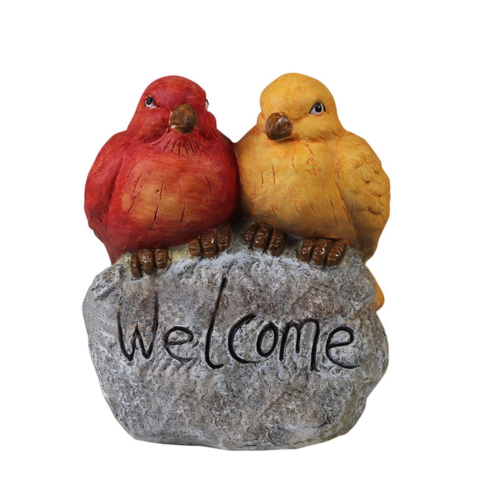 Birds on Rock with Welcome for Balcony and Garden Decoration