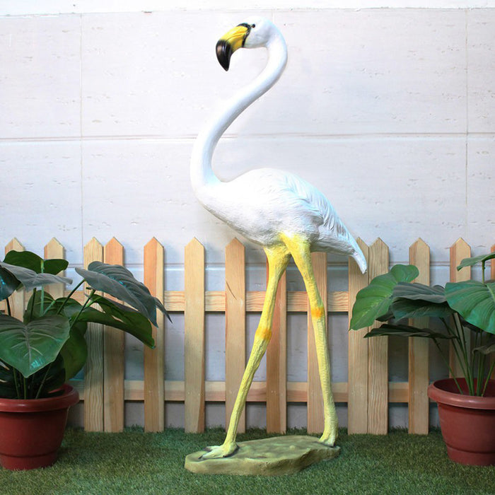 Big Flamingo Statue for Garden Decoration (White)