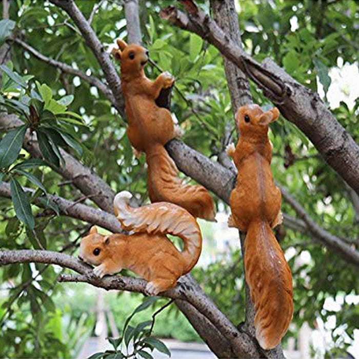 (Set of 3) Tree Climbing Little Squirrel for Garden Decoration