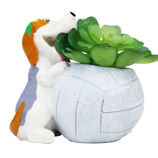 Dog with Volleyball Succulent Pot for Home Decoration - Wonderland Garden Arts and Craft