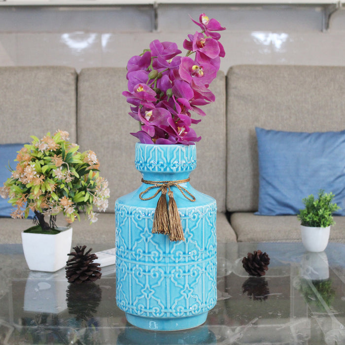Blue Vase with emboss print
