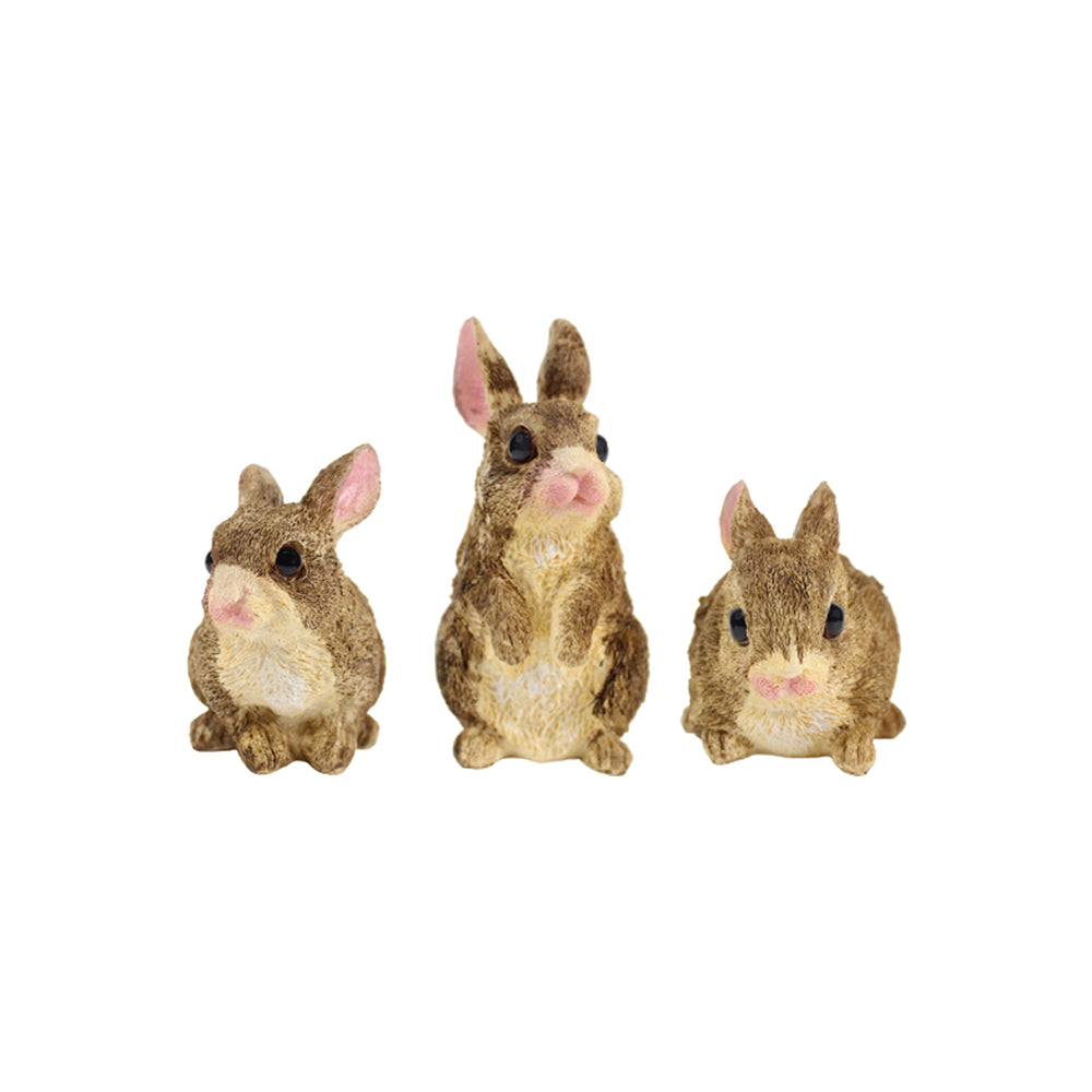 ( Set of 3) Brown 4 inches Three Rabbit combination set