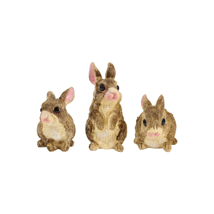 ( Set of 3) Brown 4 inches Three Rabbit combination set