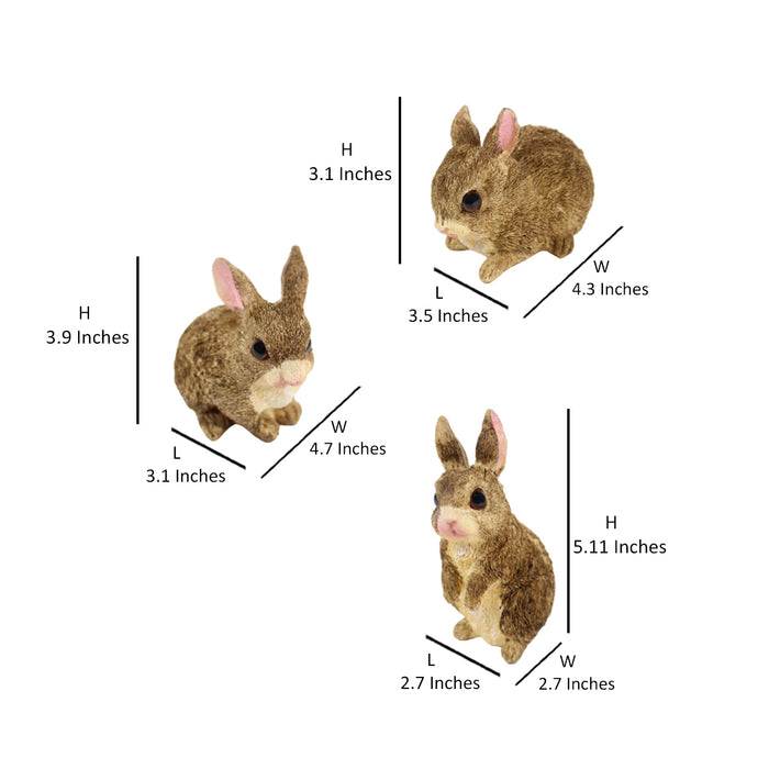 ( Set of 3) Brown 4 inches Three Rabbit combination set