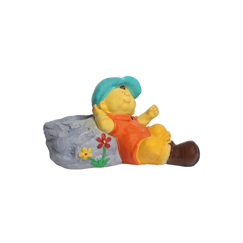 Wonderland Stone Planter Boy (Orange)| garden pots | Outdoor planters