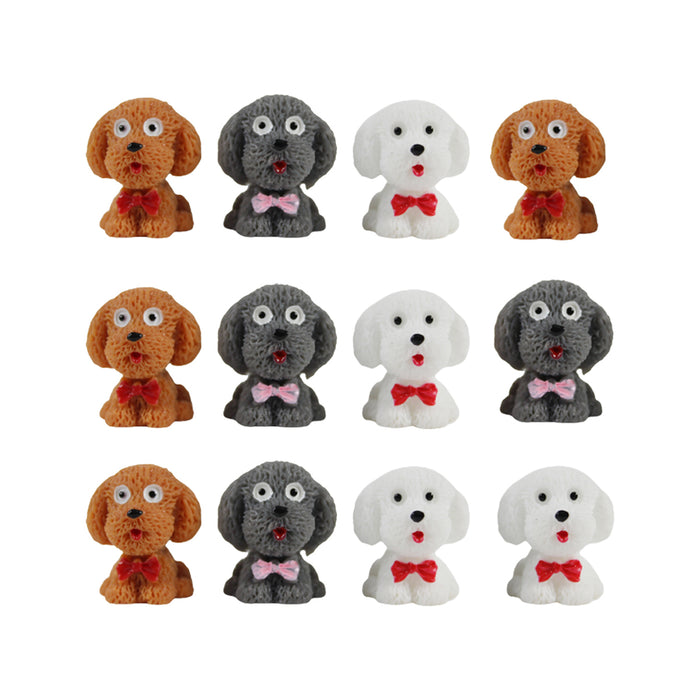 Wonderland  Miniature toys Set of 12 Mini Puppies with bow