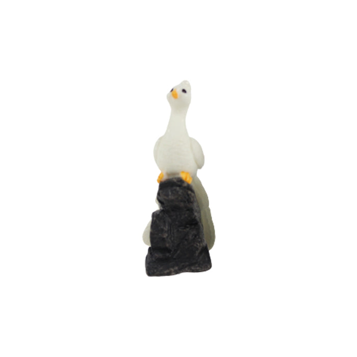 Wonderland  Miniature toys sitting on rock Peacock On  Stone (White set of 2 )