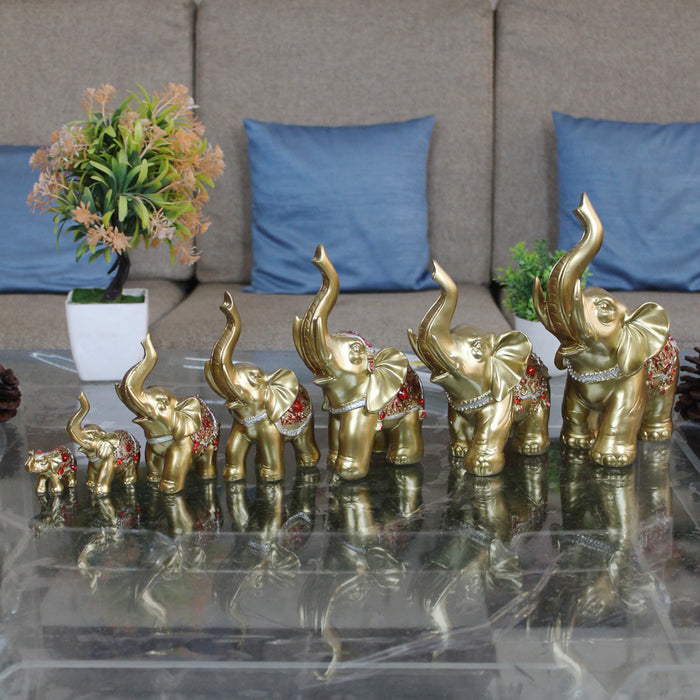 Set of 7 Elephant statues for showpiece for living room, drawing room, home decoration