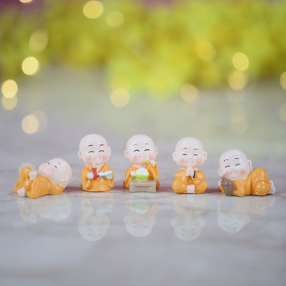 Wonderland  Miniature toys Set of 5 Smiling Monk