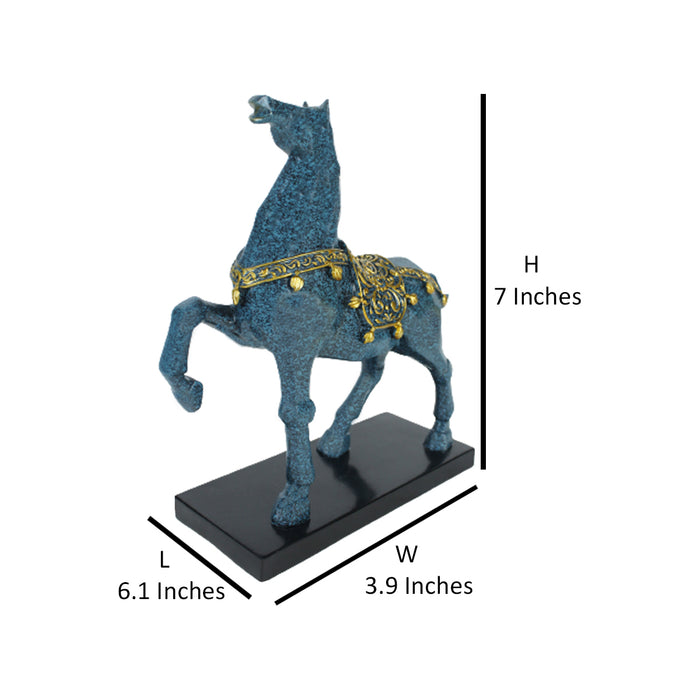 Marching Blue Horse statue showpiece , center piece for living room, office decoration