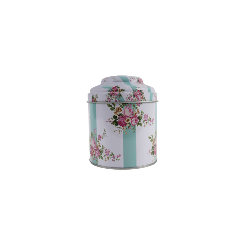 Metal floral print storage container