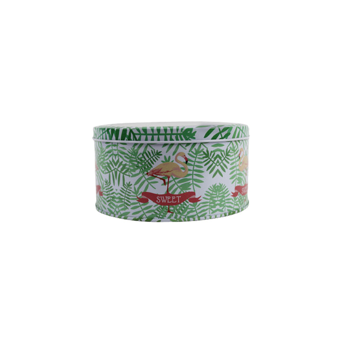 Green leave and flamingo print storage container