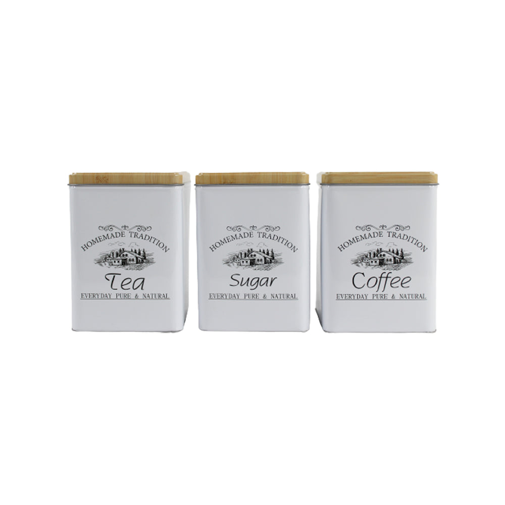 (Set of 3) Tea, Coffee, Sugar Storage container -Square