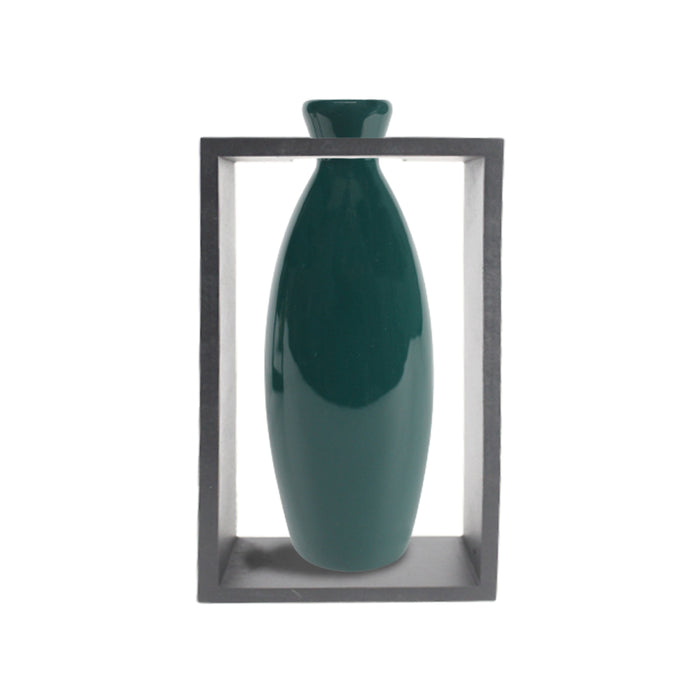 Ceramic Flower Vase In a Frame Unique Quality for Home Décor, Center Table, Flowers Pot, Bedroom Side Corner, Living Room 12x6x25 CM