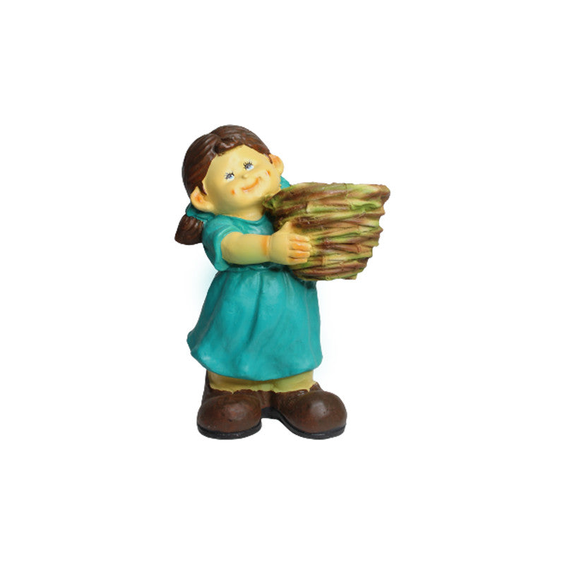 Wonderland Girl Holding Basket Planter (Seagreen)| garden planters | Can put real soil inside