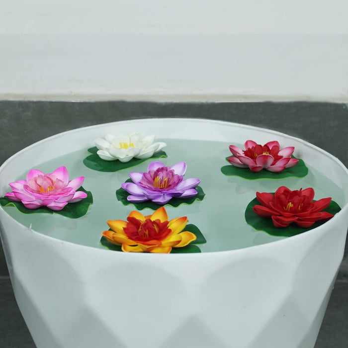 Set of 6 Multicolour artificial Floating Lotus in water