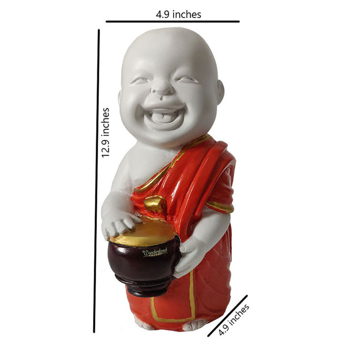 Big Monk Statue for Home and Garden Decoration (Gold Orange)