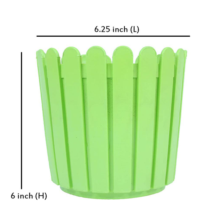 6 inches PPlastic Round Fence Garden pots for Outdoor, Set of 6 (Green)