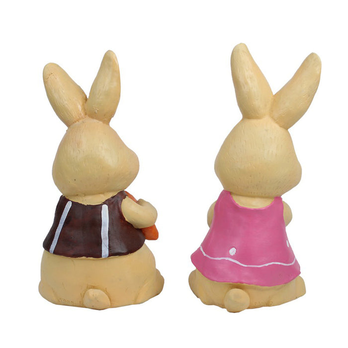 (Set of 2) Small Bunnies Statue for Home and Garden Decoration