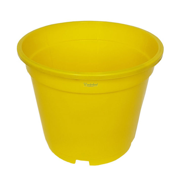 8 inch Set of 4  plastic pots for Outdoor ( Plastic Pots for Home Plants) (Yellow)