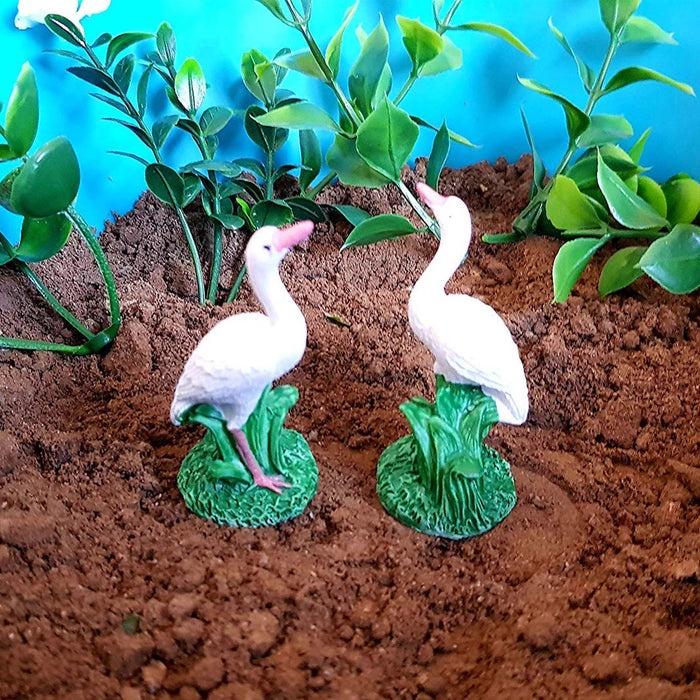 Set of 2 Crane Miniature Garden Decoration Accessories