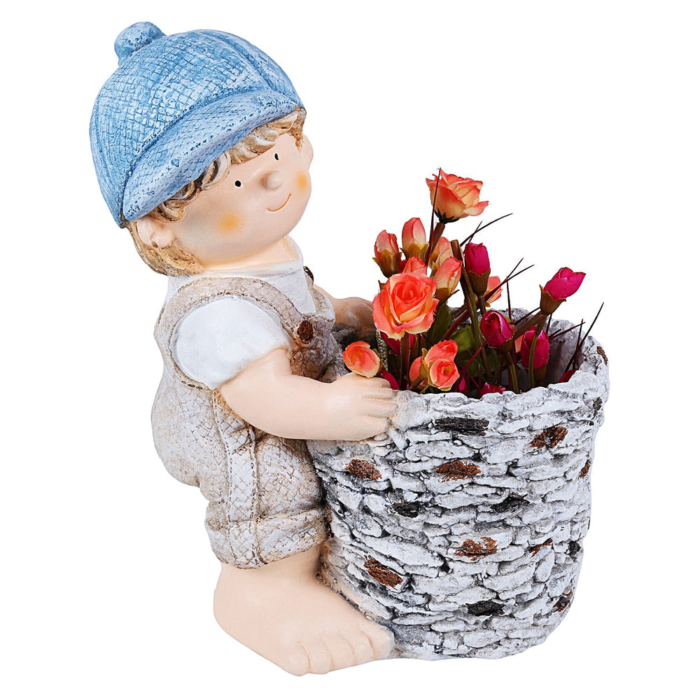 Boy Statue with Planter for Garden and Balcony Decoration