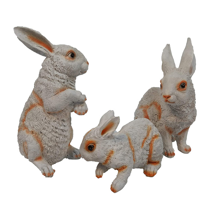 (Set of 3) Rabbit Statue for Garden Decoration (White)