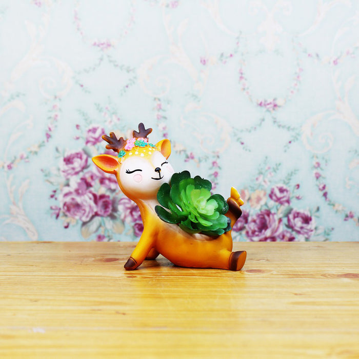 Deer with Butterfly Pot for Home and Garden Decortion