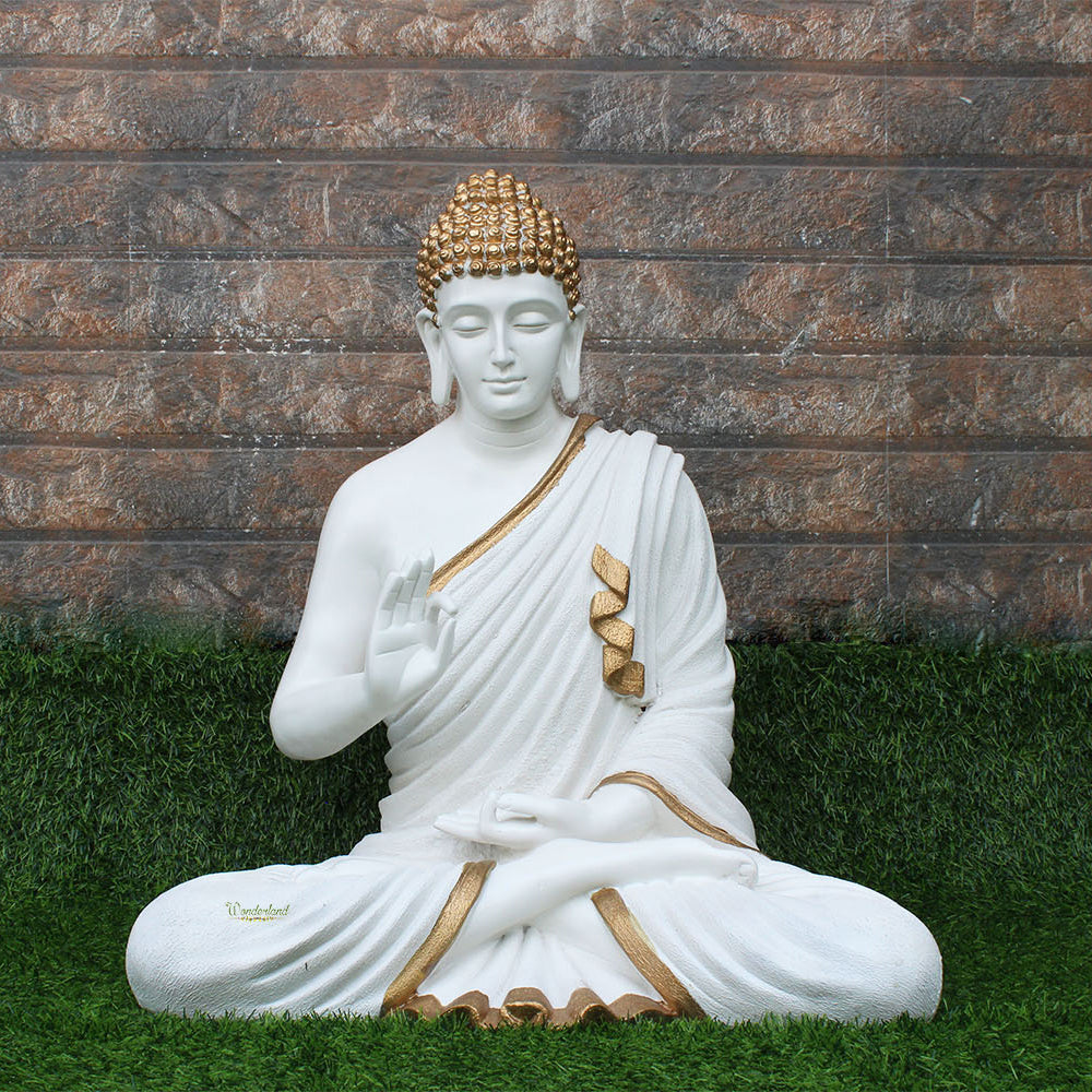 21.6 inch Buddha Statue for Home Decoration (Golden White)