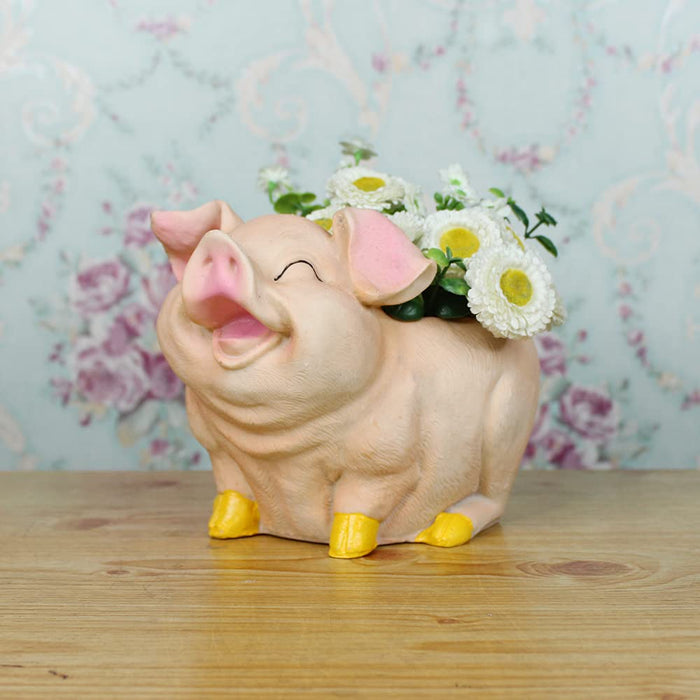 Smiling Pig Pot Planter for Home and Garden Decoration