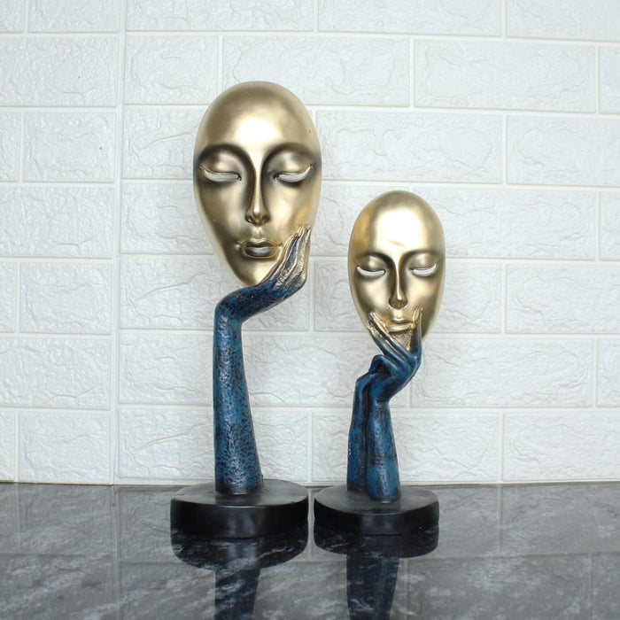 (Set of 2) Golden mask  Faces for Home Decoration