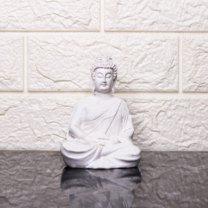 Small Buddha Statue for Home Decoration (White)