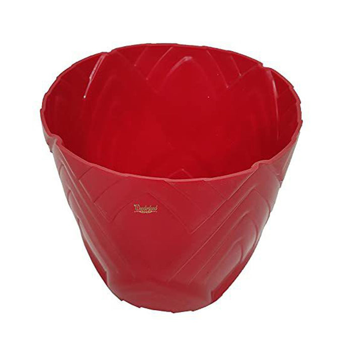 Set of 4 : Red Lotus 8 Inches PP/ PVC / High Quality Plastic Planter