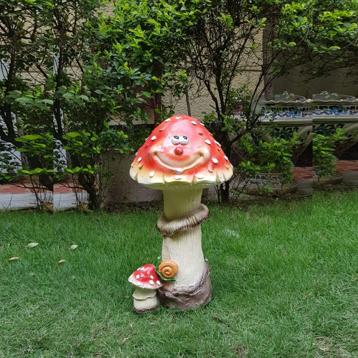 14" Big Smiley Mushroom for Garden Decoration